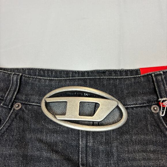 NWT Diesel De Ron Low Rise Cut Out Logo Denim Mini Skirt Women's 27 Y2K Grunge - Picture 2 of 11